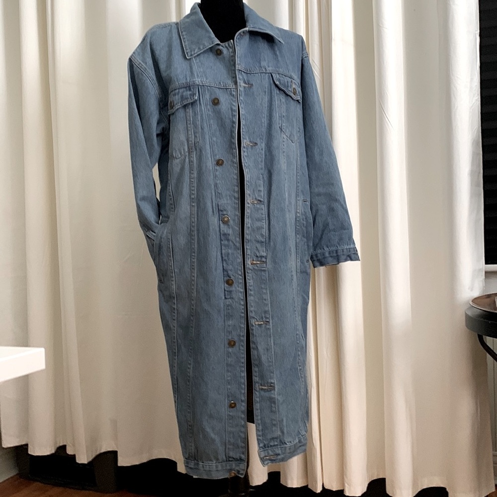 Oversized long denim coat